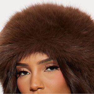 Fashion Nova Brown Faux Fur Hat